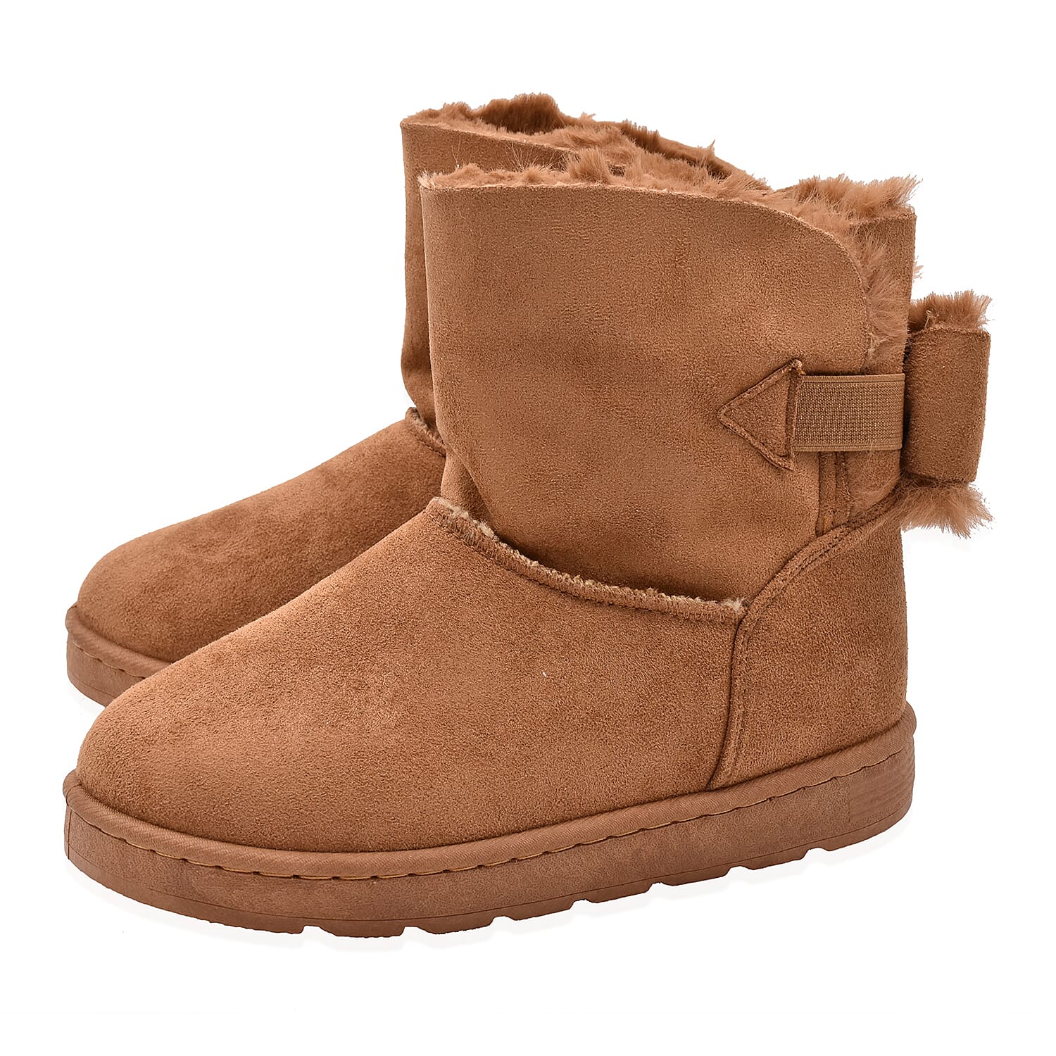 Camel Colour Faux Fur Lined Ankle Boots