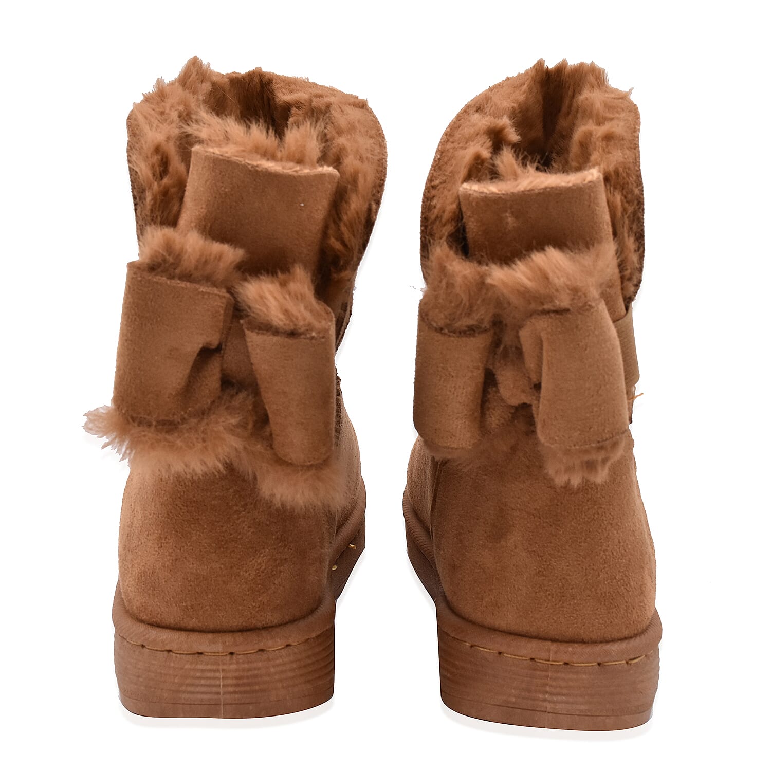 Camel Colour Faux Fur Lined Ankle Boots