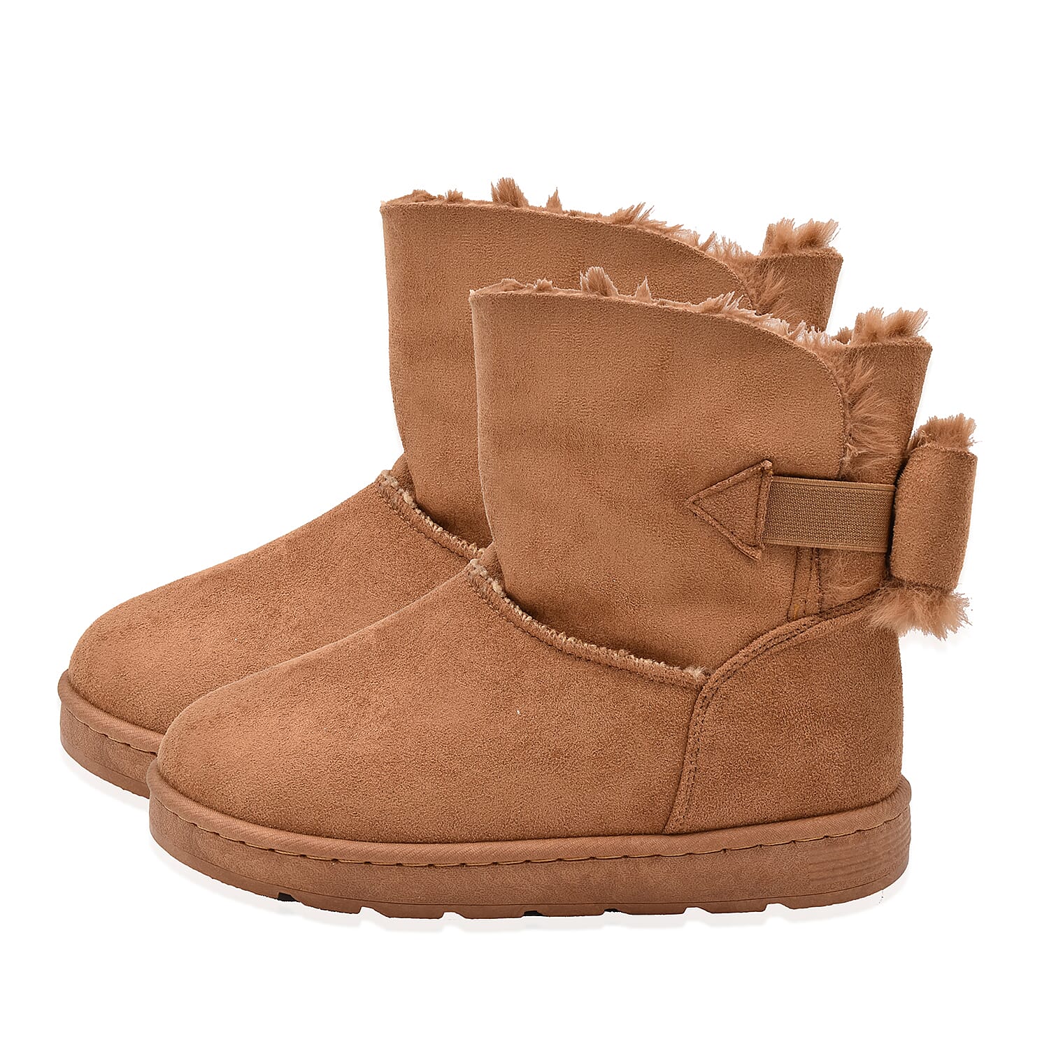 Camel Colour Faux Fur Lined Ankle Boots