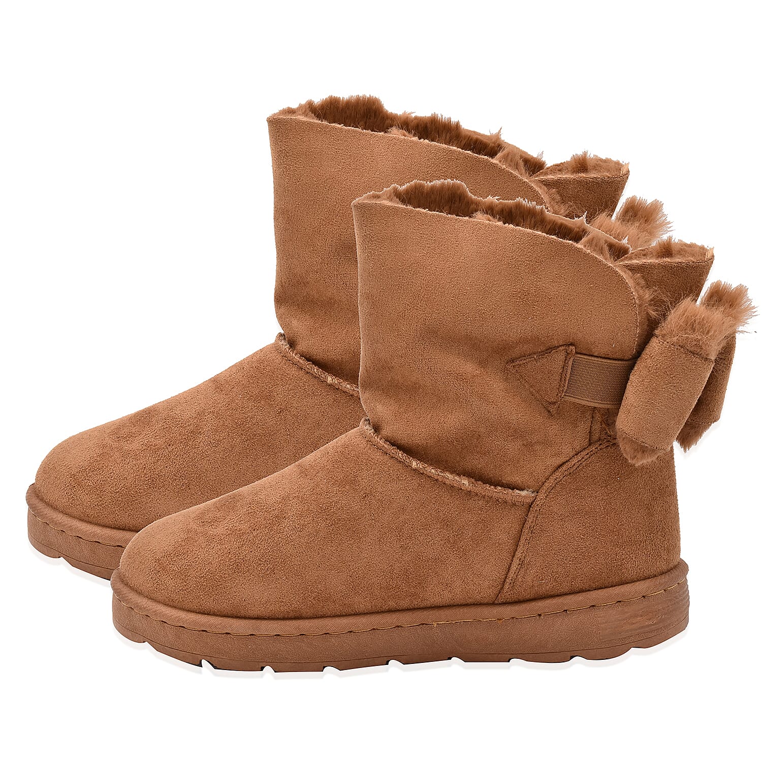 Camel Colour Faux Fur Lined Ankle Boots