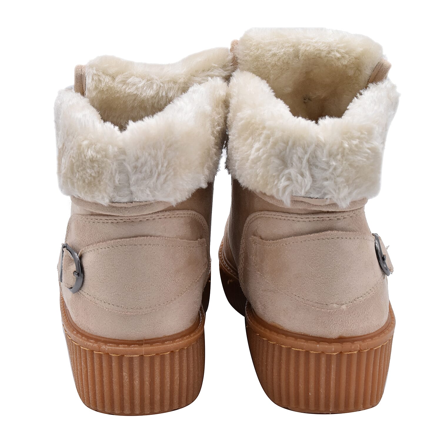 Camel Colour Faux Fur Lined Ankle Boots