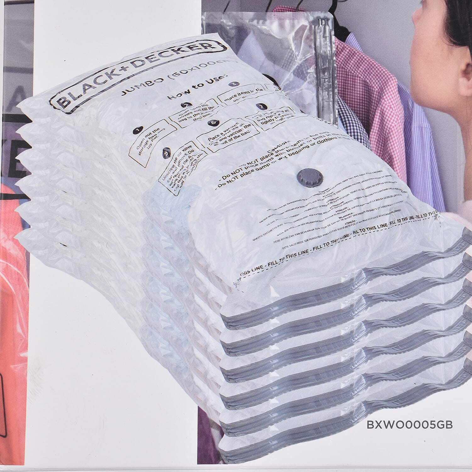 Black- Decker Pack of 6 Vacuum Storage Bag (60x100cm) - Jumbo