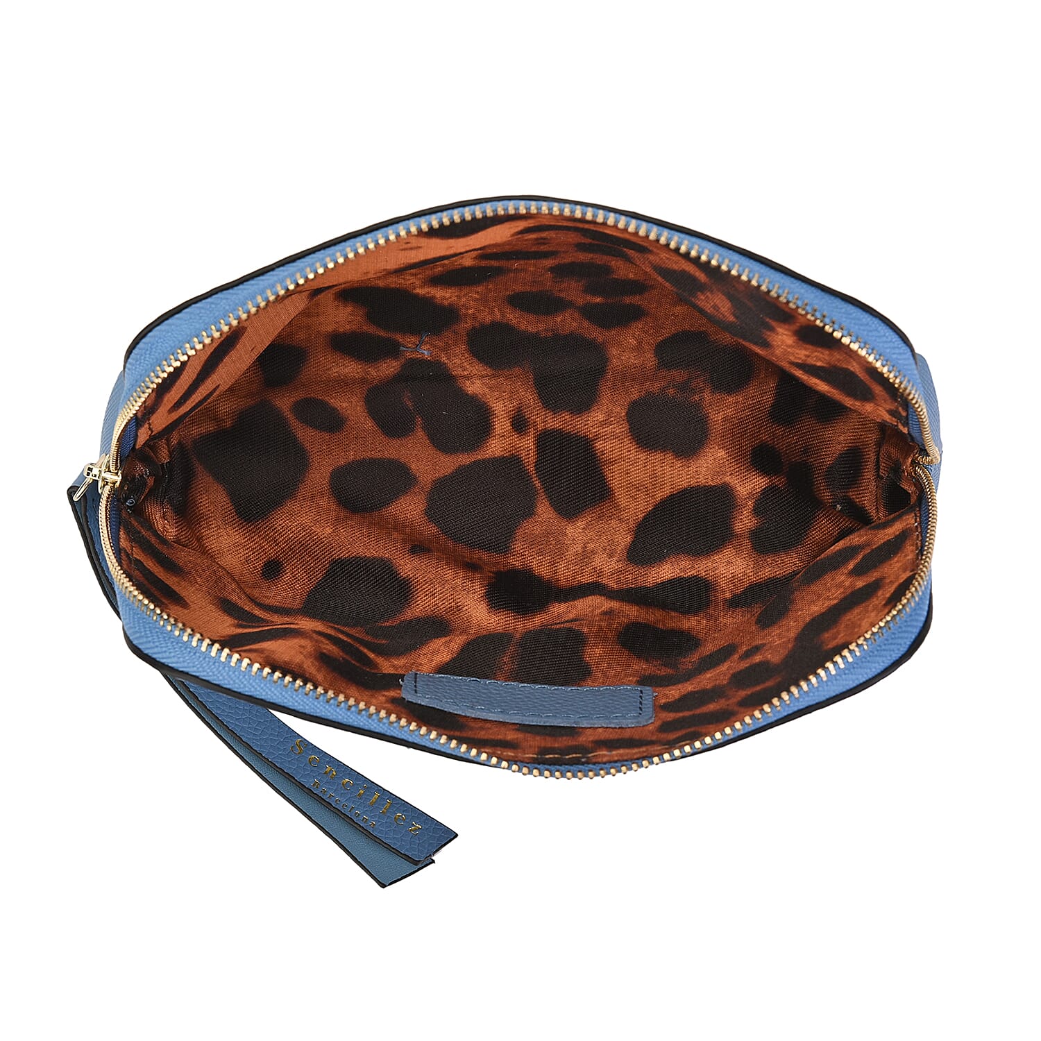 SENCILLEZ 100% Genuine Leather Clutch/Cosmetic Bag (Size 19x11x4cm) - Blue