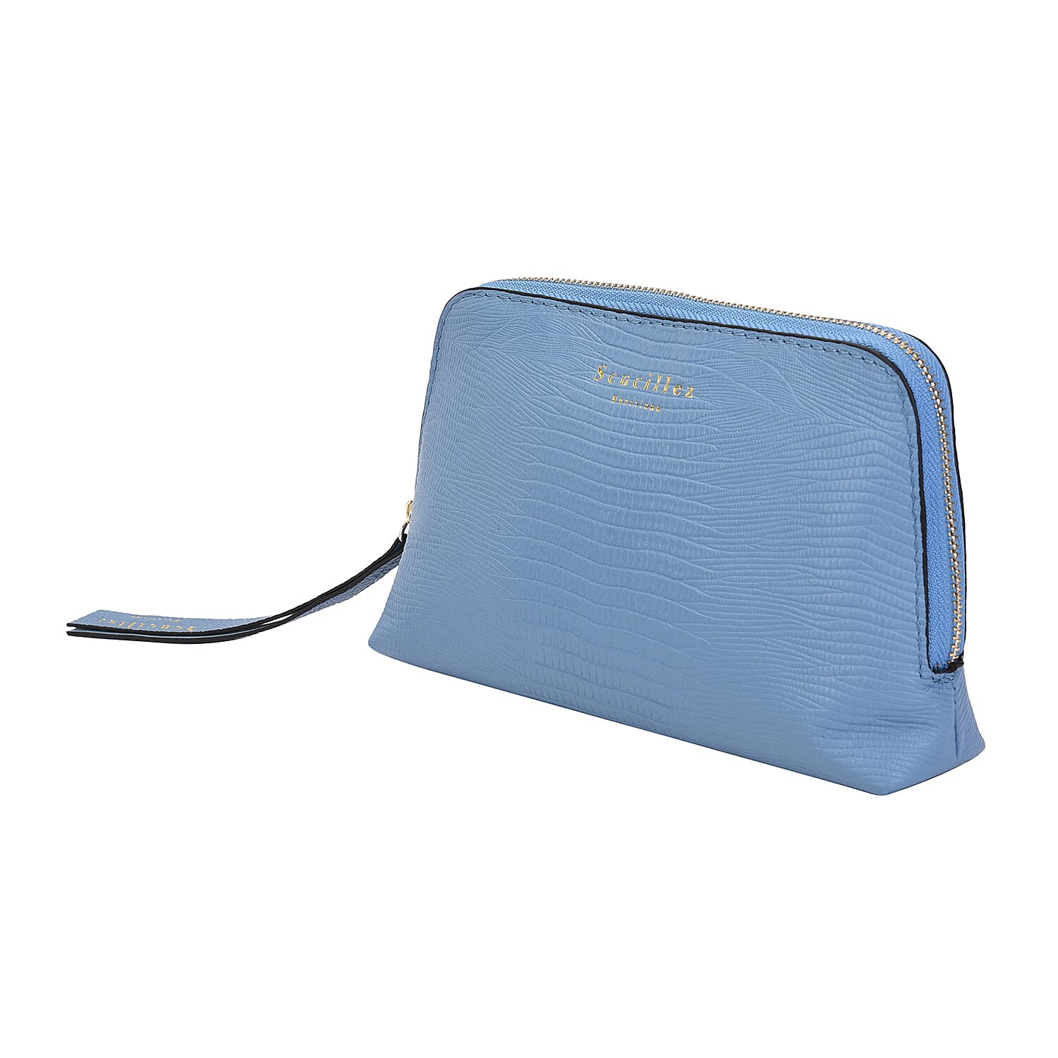 SENCILLEZ 100% Genuine Leather Clutch/Cosmetic Bag (Size 19x11x4cm) - Blue