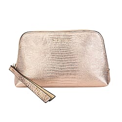 SENCILLEZ 100% Genuine Leather Clutch/Cosmetic Bag (Size 19x11x4cm) - Gold