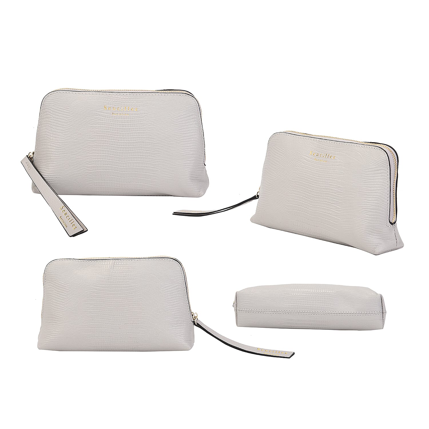 SENCILLEZ 100% Genuine Leather Clutch/Cosmetic Bag (Size 19x11x4cm) - Blue