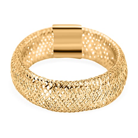Italian Made - 9K Yellow Gold Stretchable Mesh Ring (Size Large)