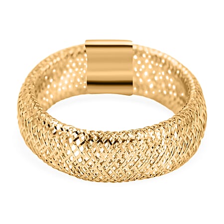 Italian Made 9K Yellow Gold Stretchable Ring in Medium size