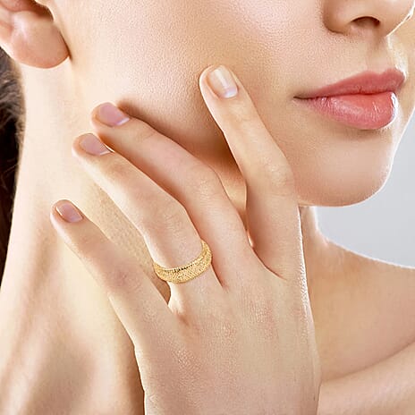 Italian Made - 9K Yellow Gold Stretchable Mesh Ring (Size Medium)