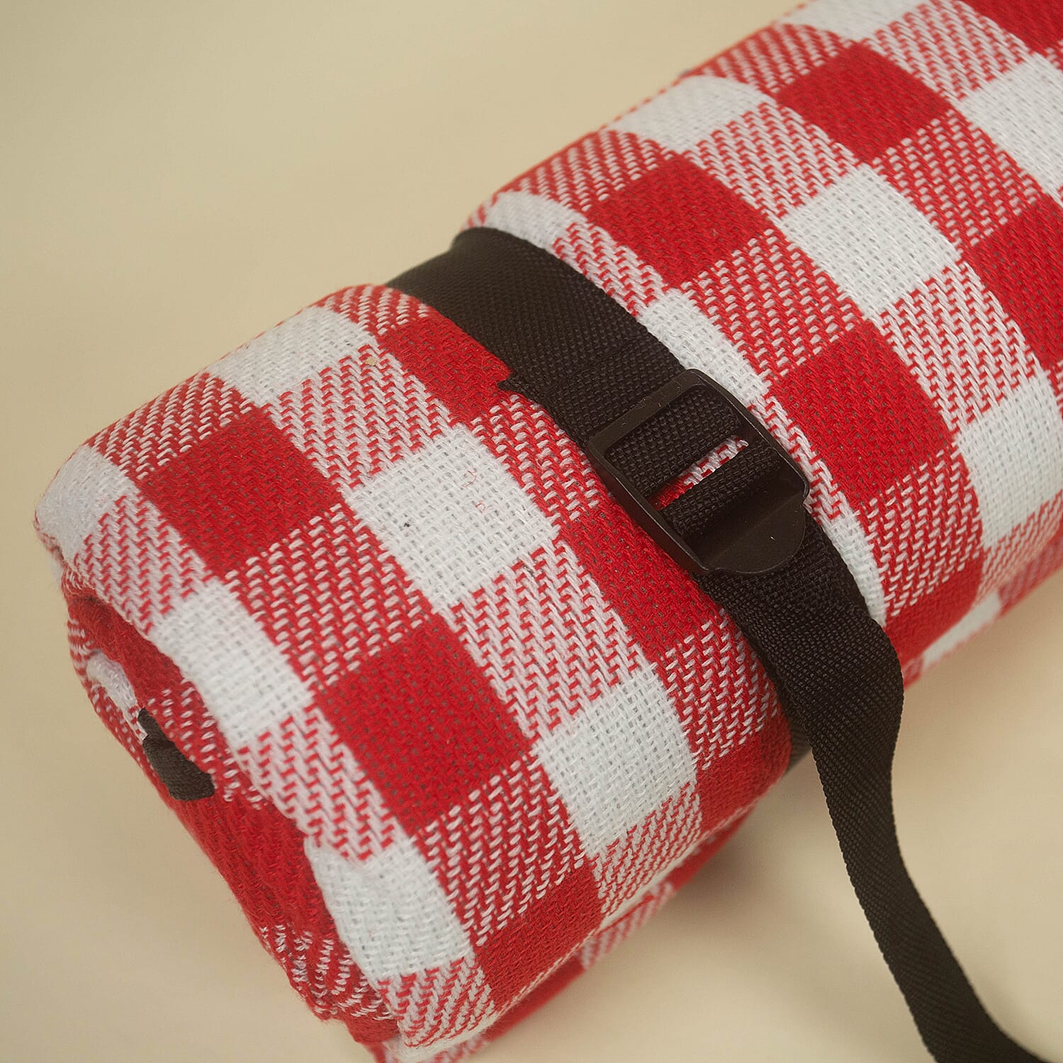 TJC Small Checker Pattern Picnic Blanket (Size 150x200Cm) - Red & White