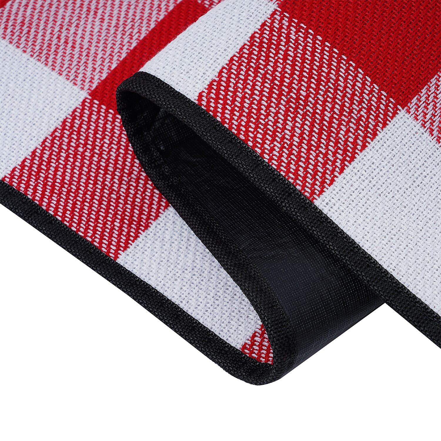TJC Large Checker Pattern Picnic Blanket (Size 150x200Cm) - Red & White