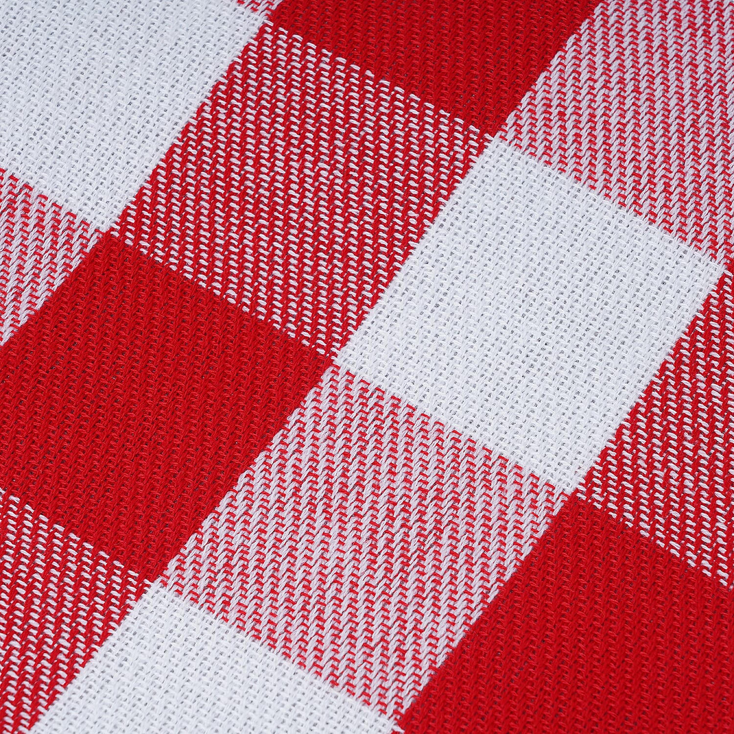 TJC Large Checker Pattern Picnic Blanket (Size 150x200Cm) - Red & White
