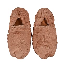 Mircowavebale Heated Beige Slippers filled with Natural Wheat Grains and Lavender Scent (One size, 6-10)