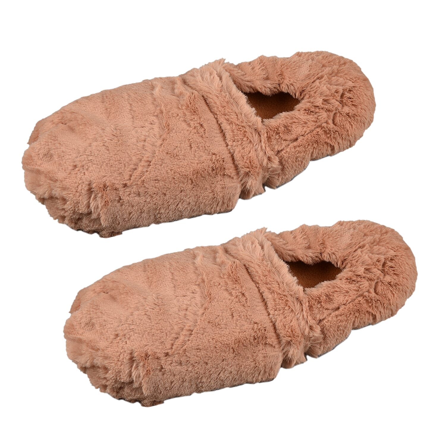 Mircowavebale Heated Beige Slippers filled with Natural Wheat Grains and Lavender Scent (One size, 6-10)