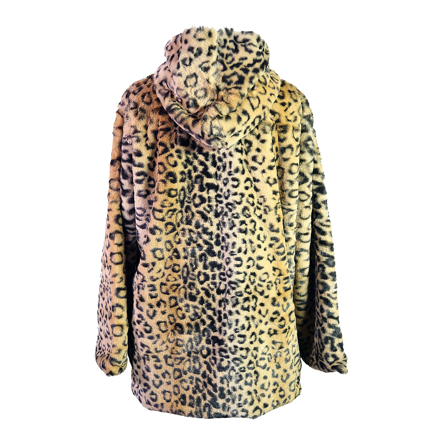 Super Soft Faux Fur Leopard Pattern Coat in Beige (Size S)
