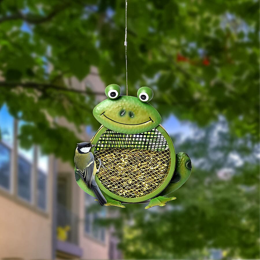 Metal Mesh Feeder - Frog (23x8.5x49 Cm) - Green