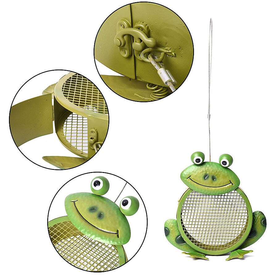 Metal Mesh Feeder - Frog (23x8.5x49 Cm) - Green