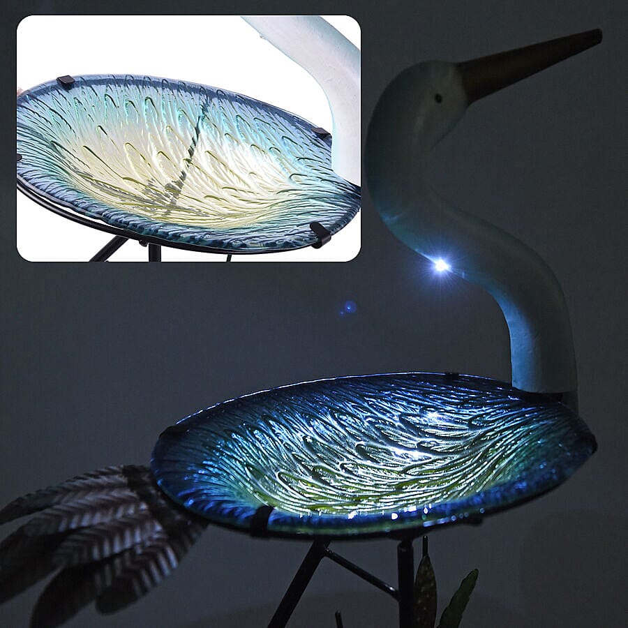 Garden Theme Duck Shaped Birdbath with Solar Light (Size 46x21.5x81cm) - Green and Multi