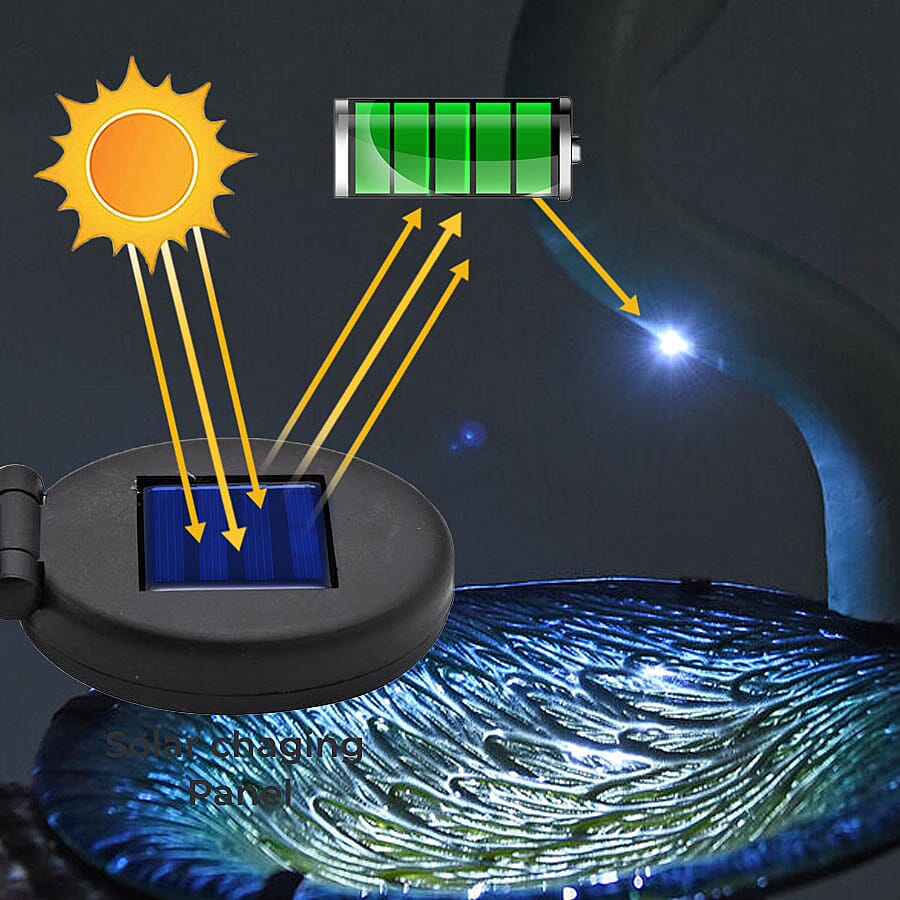 Garden Theme Duck Shaped Birdbath with Solar Light (Size 46x21.5x81cm) - Green and Multi