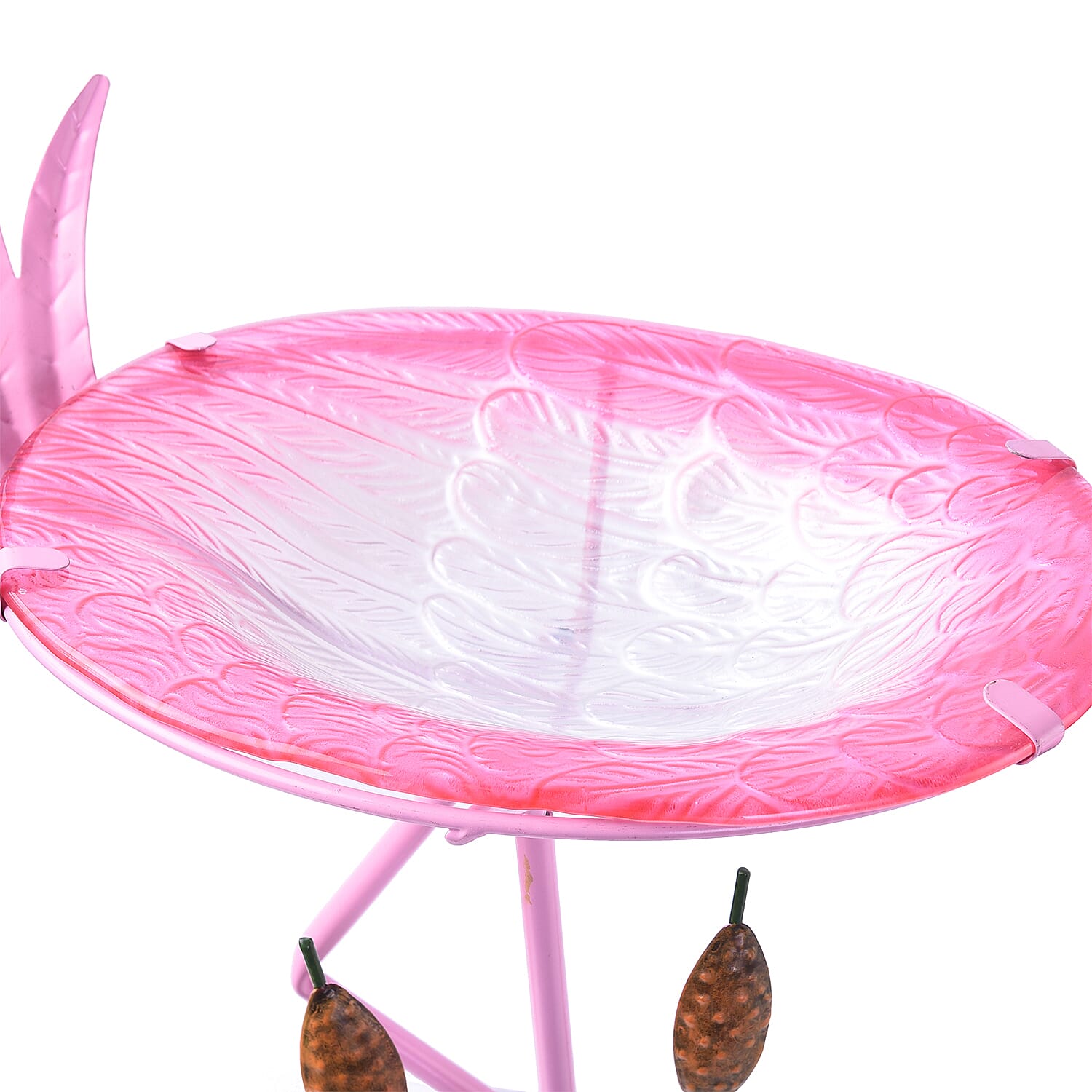 Garden Theme Flamingo Shaped Birdbath with Solar Light - Pink