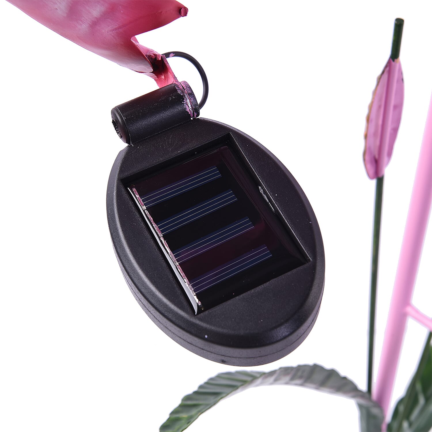 Garden Theme Flamingo Shaped Birdbath with Solar Light - Pink