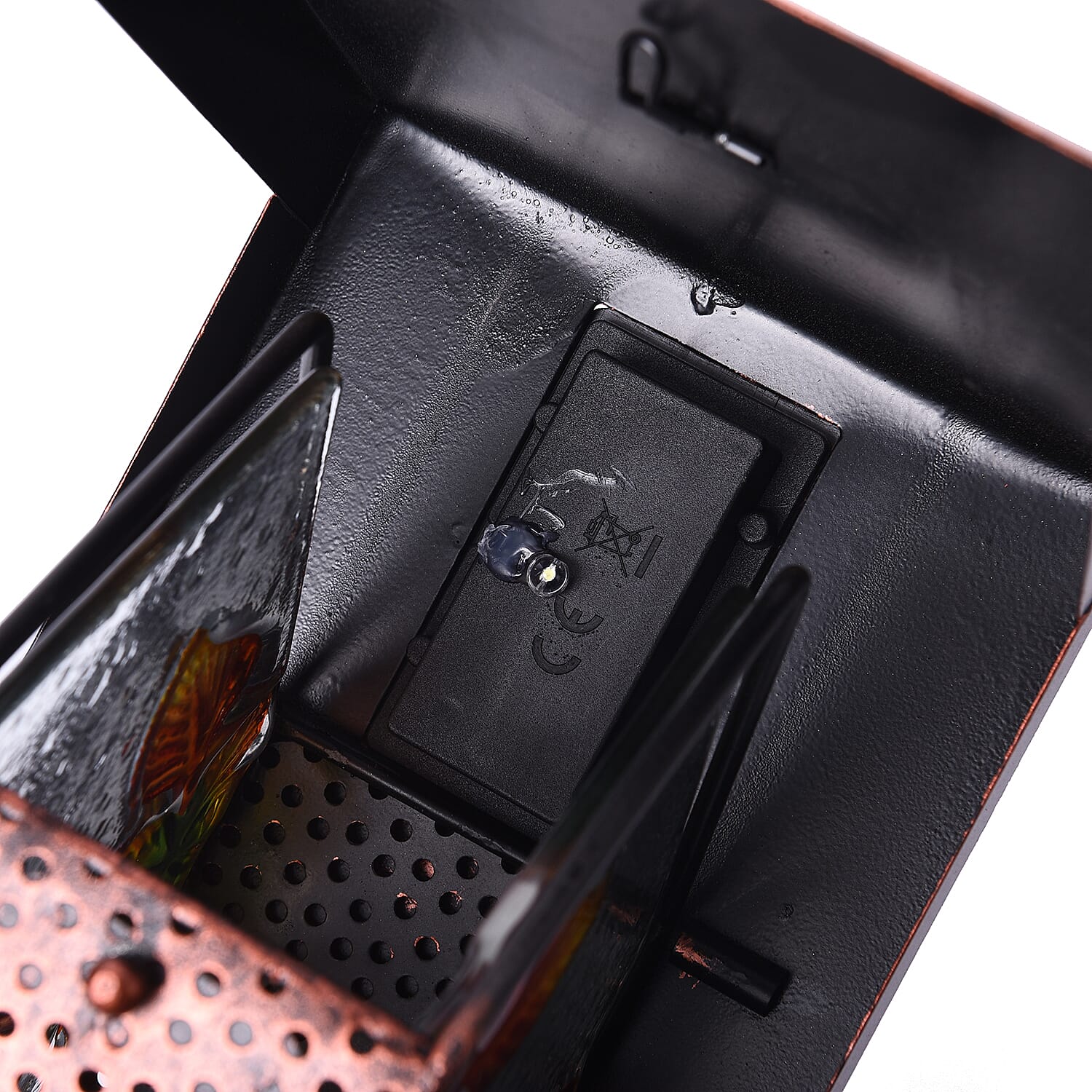 Garden Theme Hand Painted Solar Owl Pattern Lantern Bird Feeder (Size 18x14x33cm) - Brown and Multi