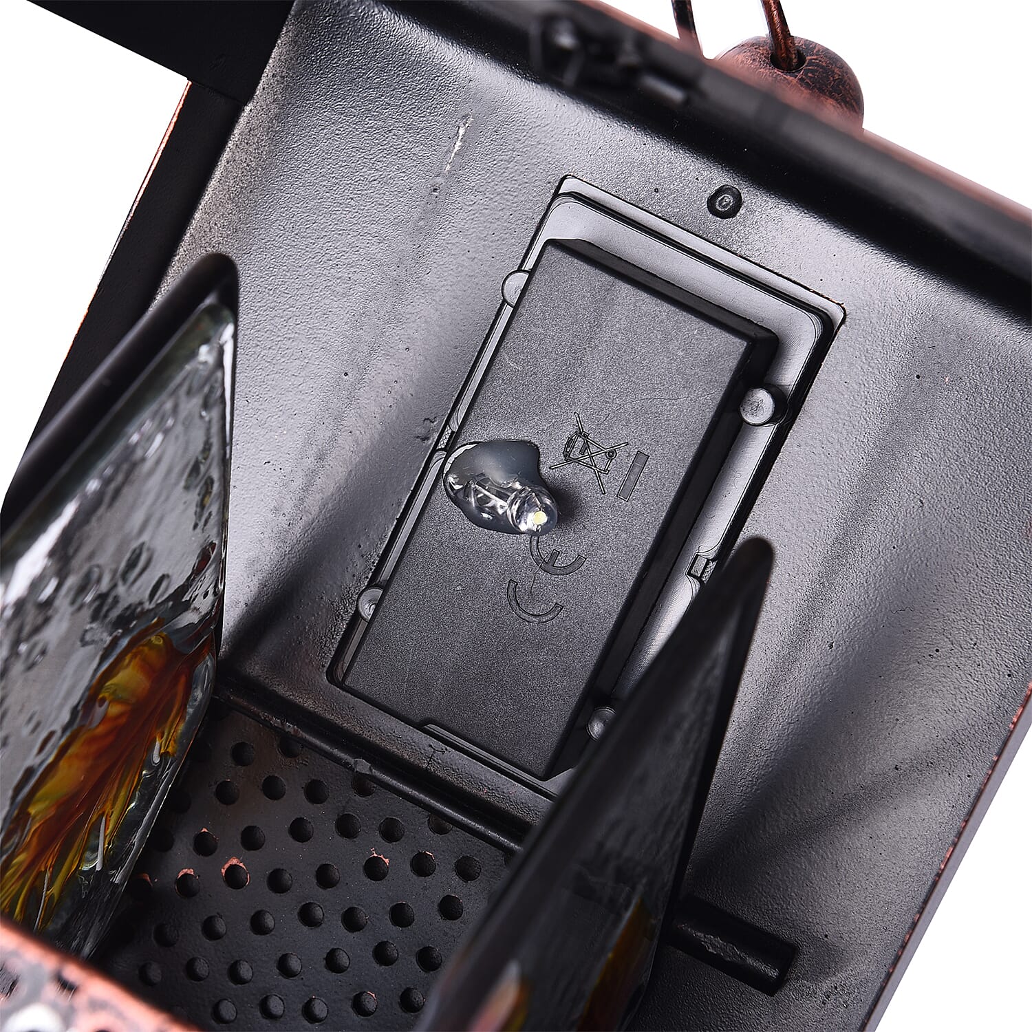 Garden Theme Hand Painted Solar Robin Pattern Lantern Bird Feeder (Size 18x14x33cm) - Red and Multi