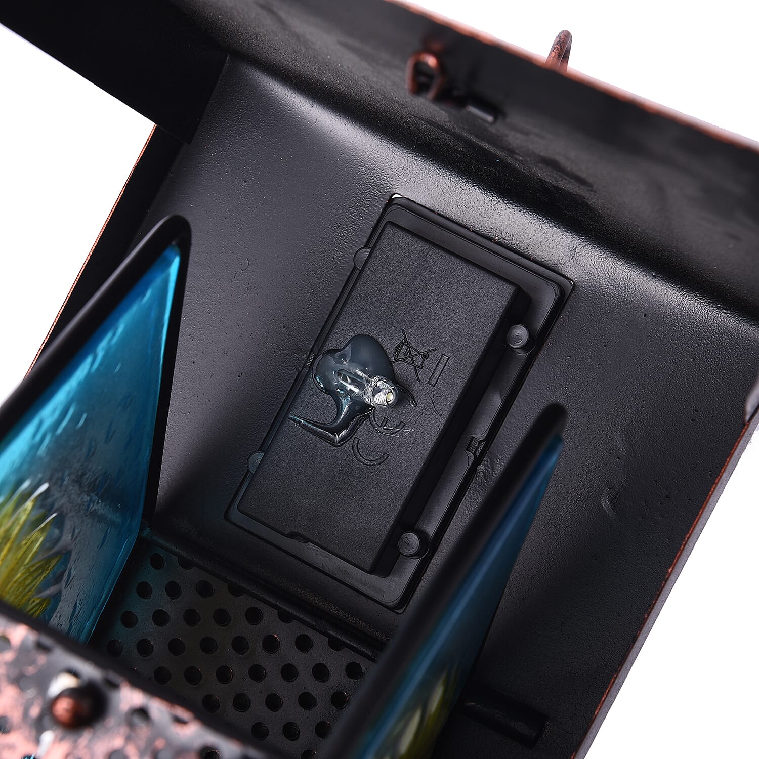 Garden Theme Hand Painted Solar Sunflower Pattern Lantern Bird Feeder (Size 18x14x33cm) - Yellow