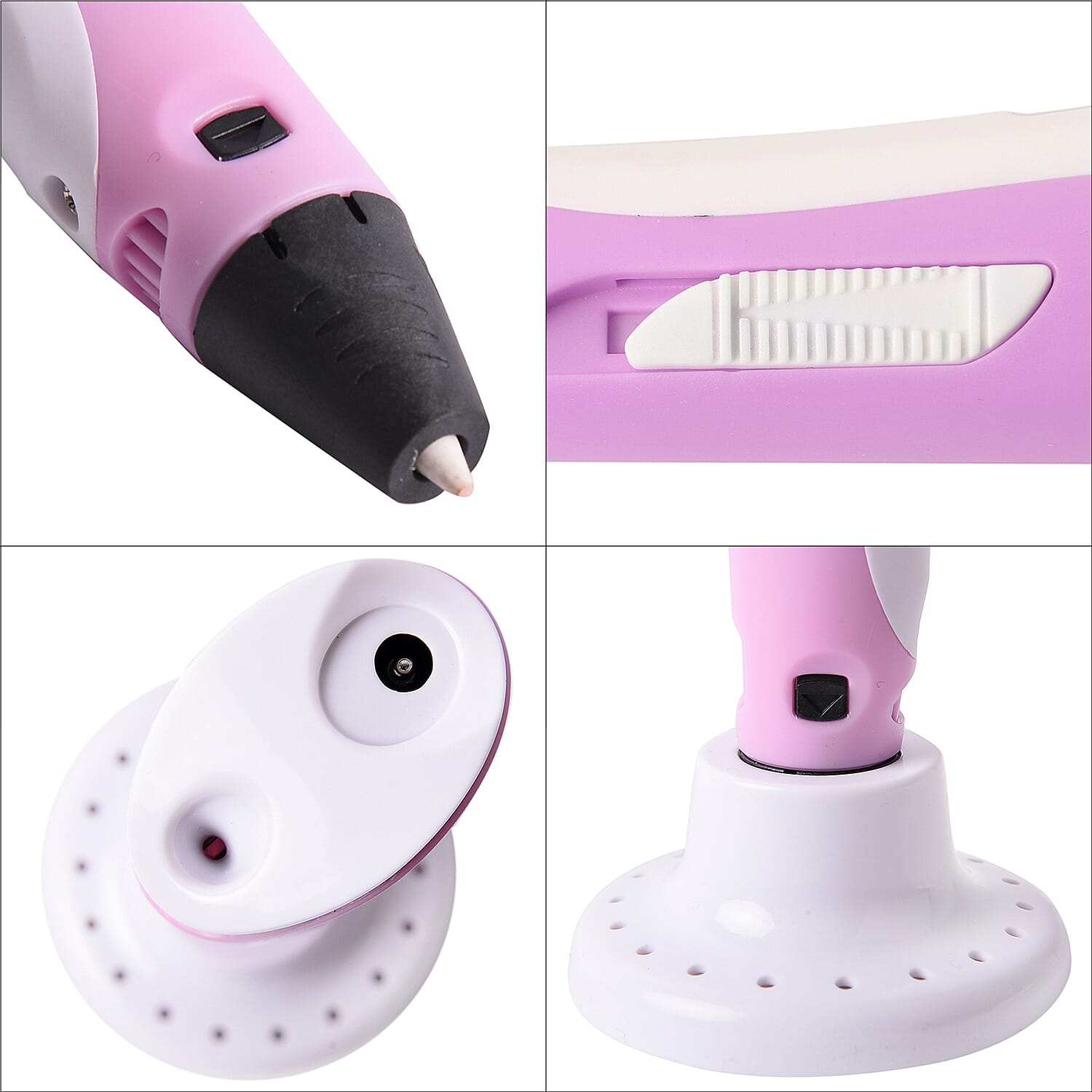 Professional Grade Printing 3D Printing Pen with OLED Display with 3 Colour Wires - Pink