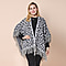 LA MAREY Leopard Print Kimono with Full Tassel in Grey