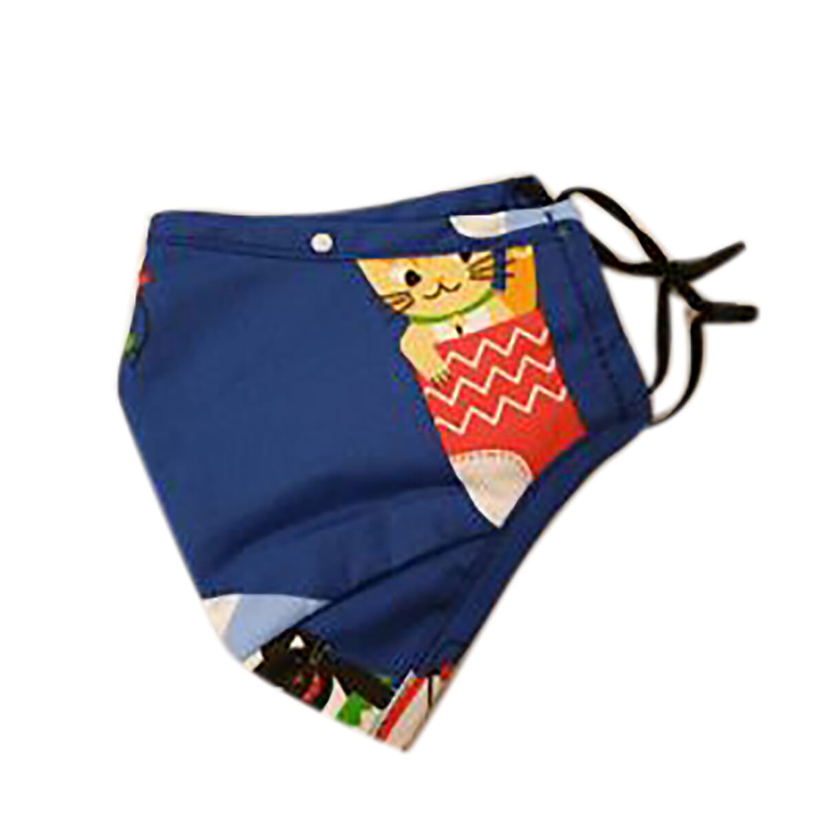 Blue 3 Layer Face Covering with Elastic Ear Loops and Ring Tightening