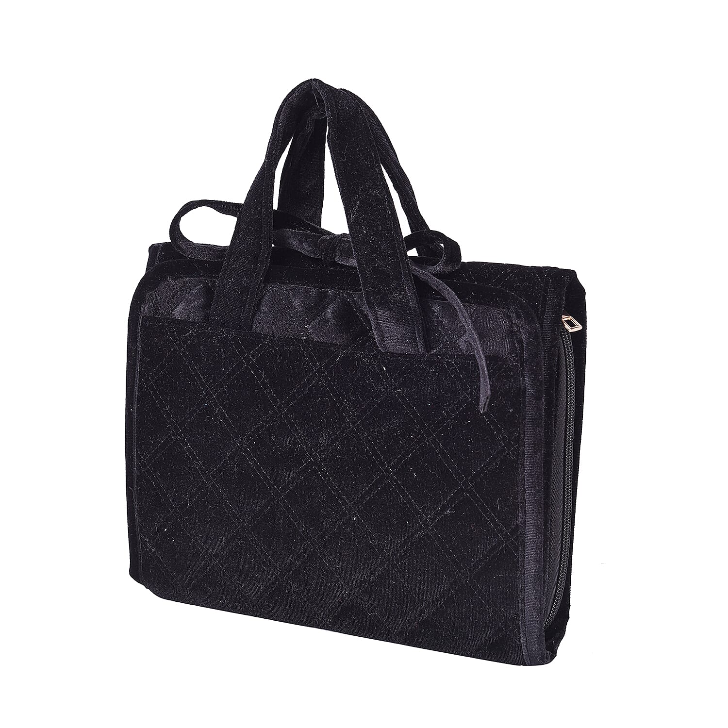 Foldable Travel Jewellery Storage Pouch with Hanging Hook in Black Colour