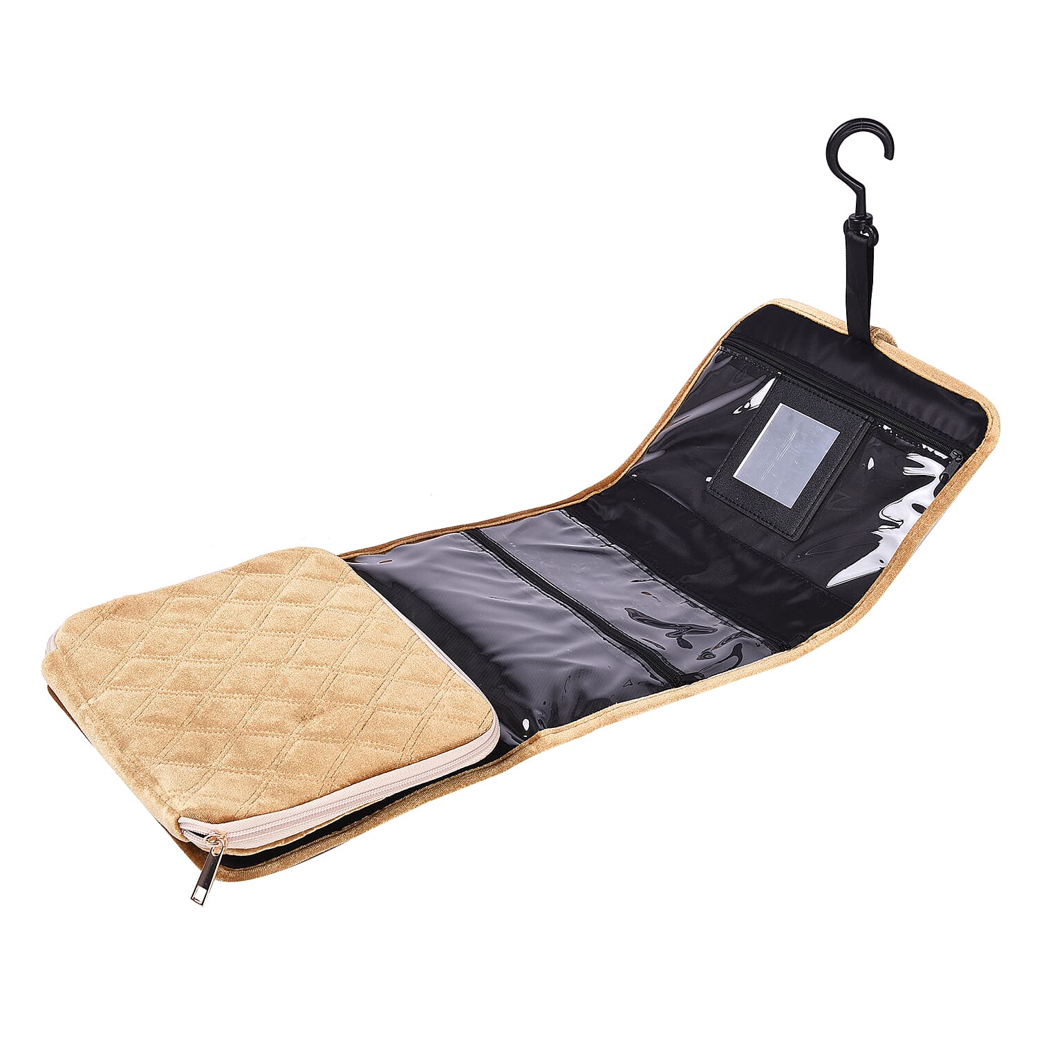 Foldable Travel Jewellery Storage Pouch with Hanging Hook in Golden Colour