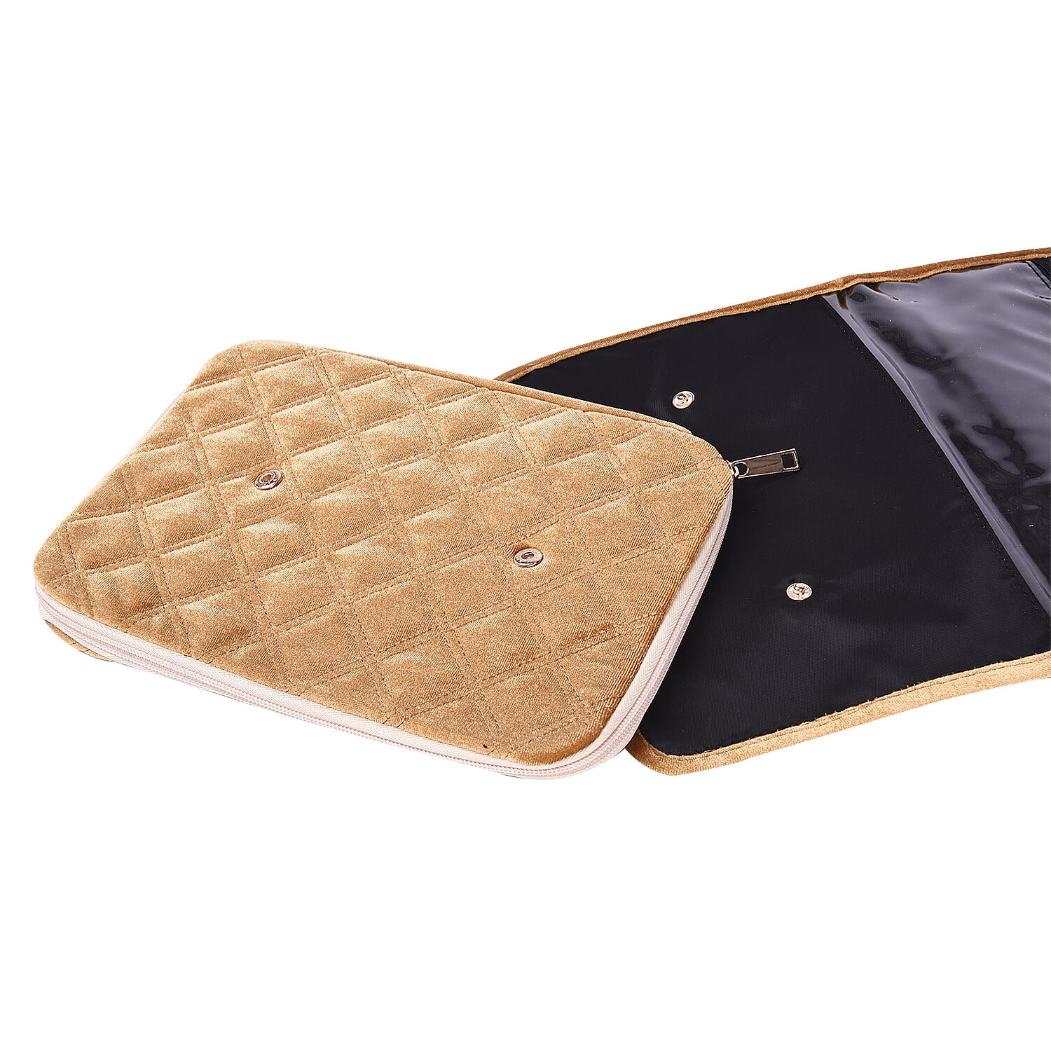 Foldable Travel Jewellery Storage Pouch with Hanging Hook in Golden Colour