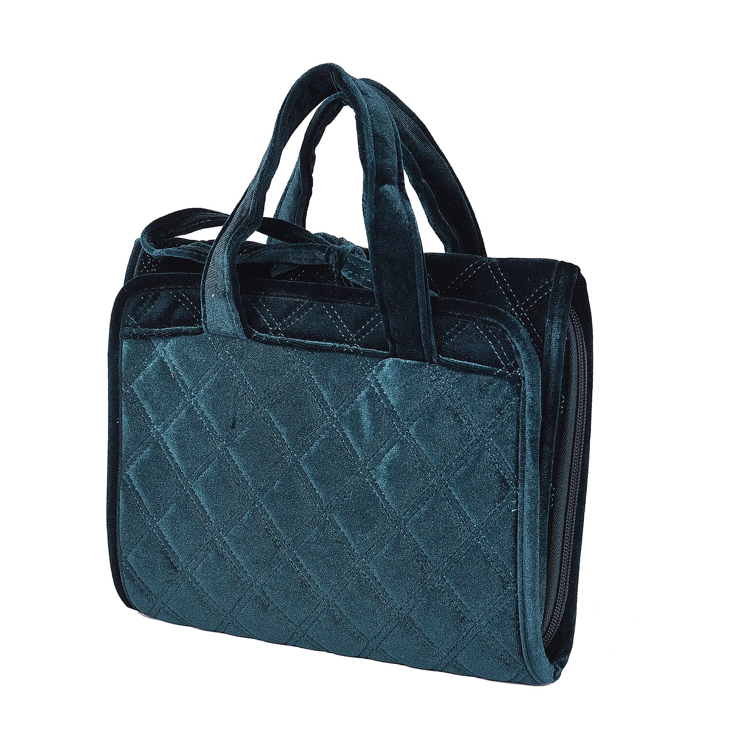 Foldable Travel Jewellery Storage Pouch with Hanging Hook in Dark Green Colour