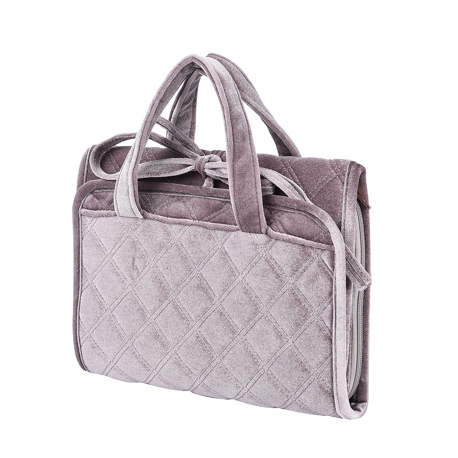 Foldable Travel Jewellery Storage Pouch with Hanging Hook in Silver Colour