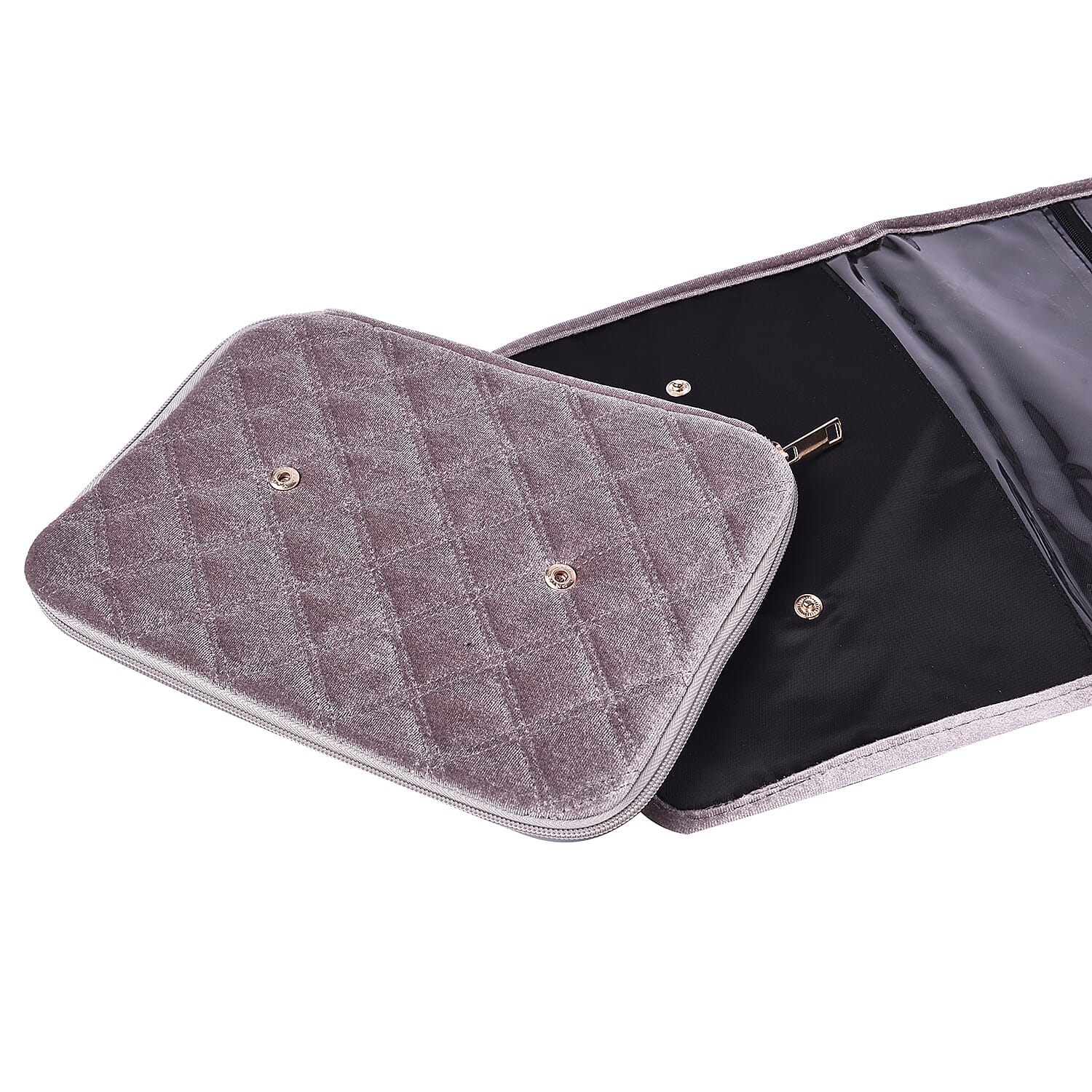 Foldable Travel Jewellery Storage Pouch with Hanging Hook in Silver Colour