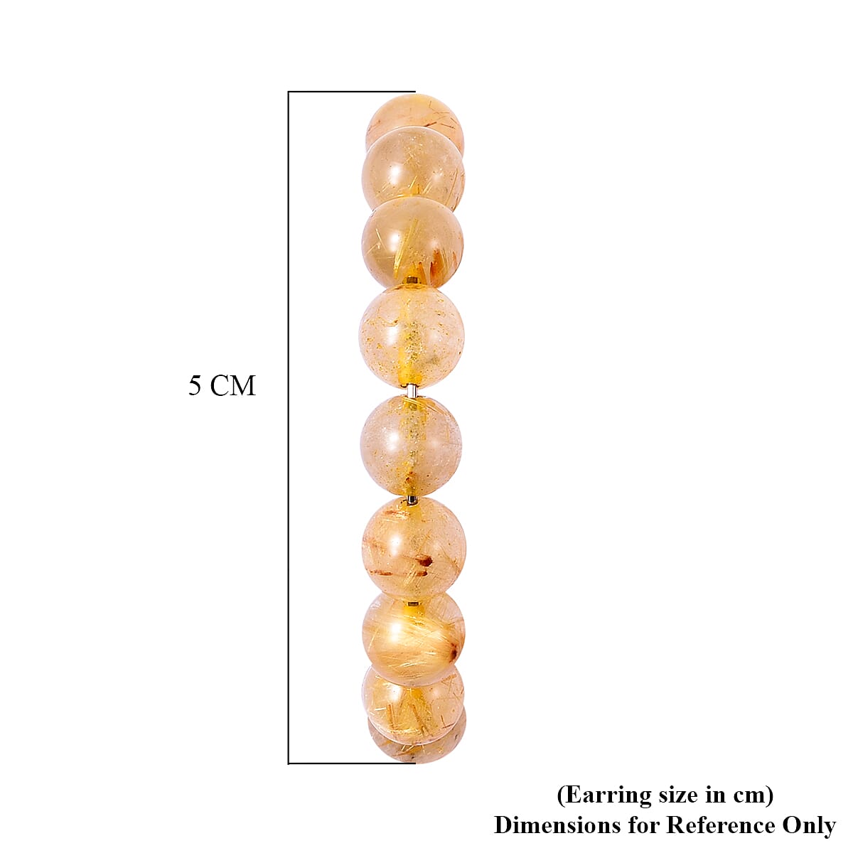 Golden Rutilated Quartz Beaded Hoop Earrings (with Push Back) in Stainless Steel  55.00 Ct.