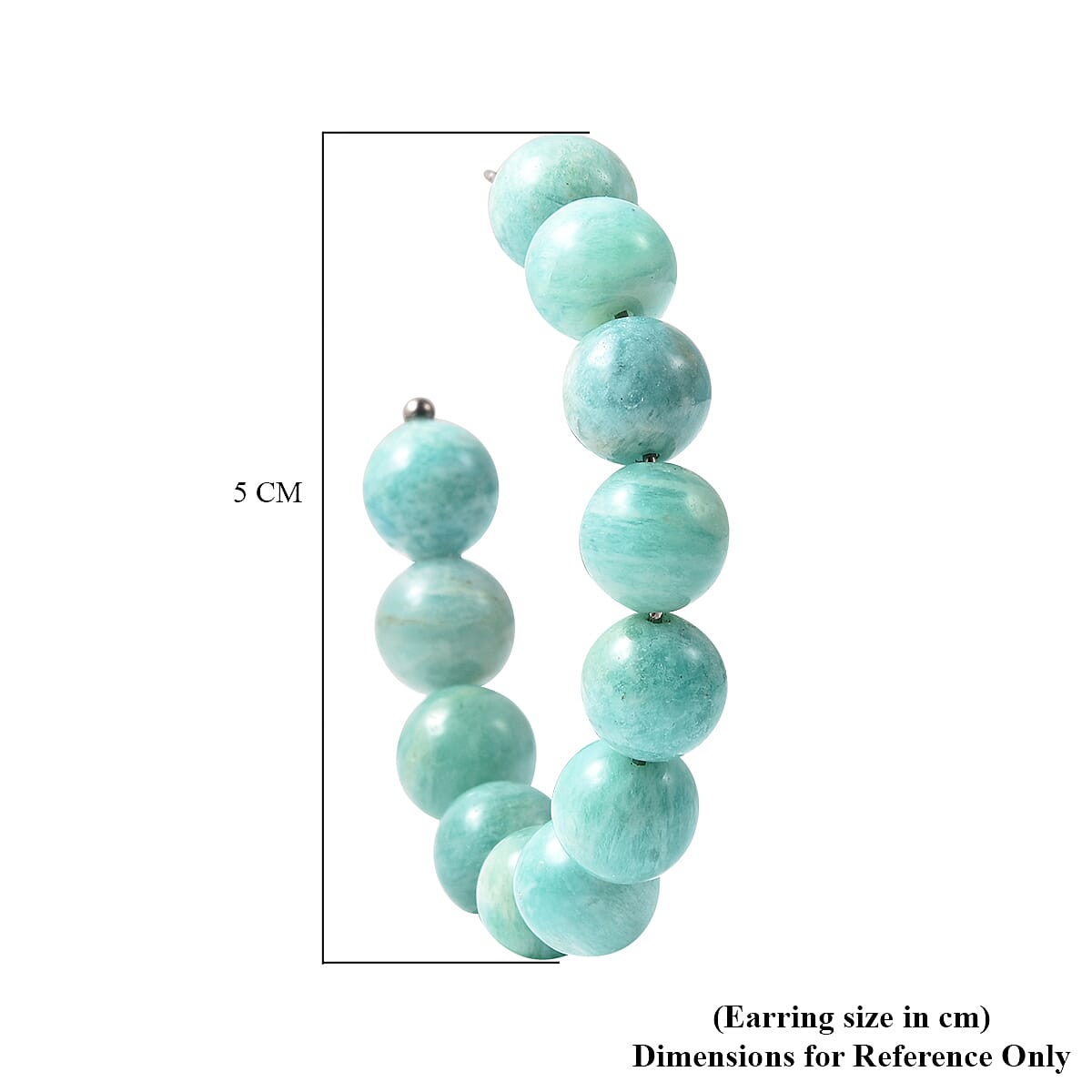 Amazonite Beaded Hoop Earrings (with Push Back) in Stainless Steel  70.00 Ct.