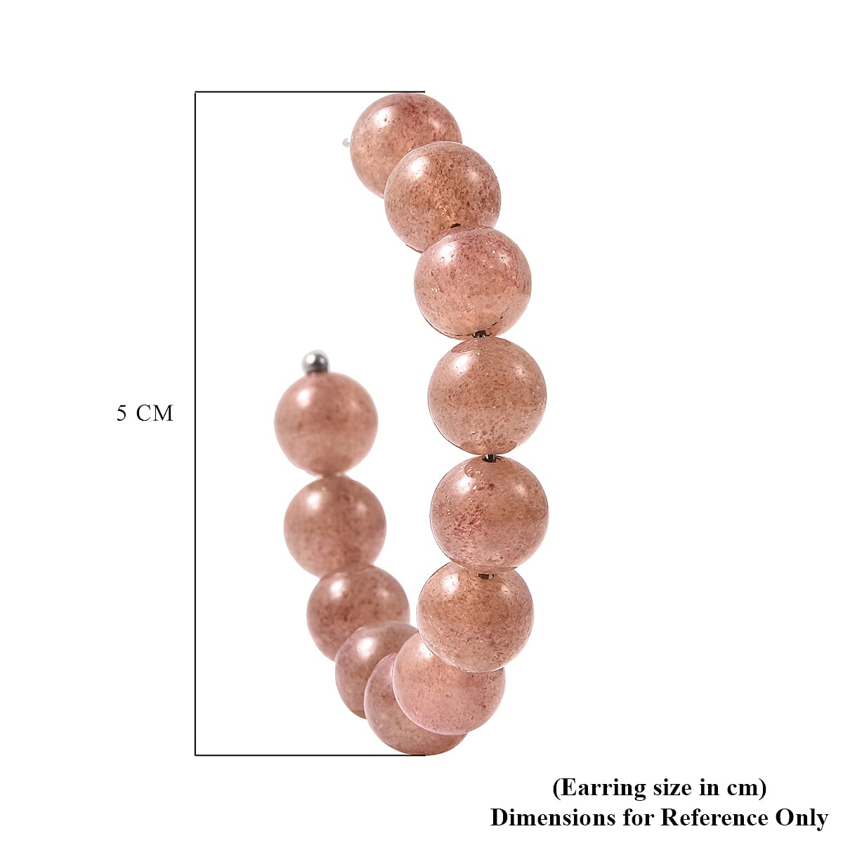 Strawberry Quartz Beaded Hoop Earrings (with Push Back) 75.00 Ct.