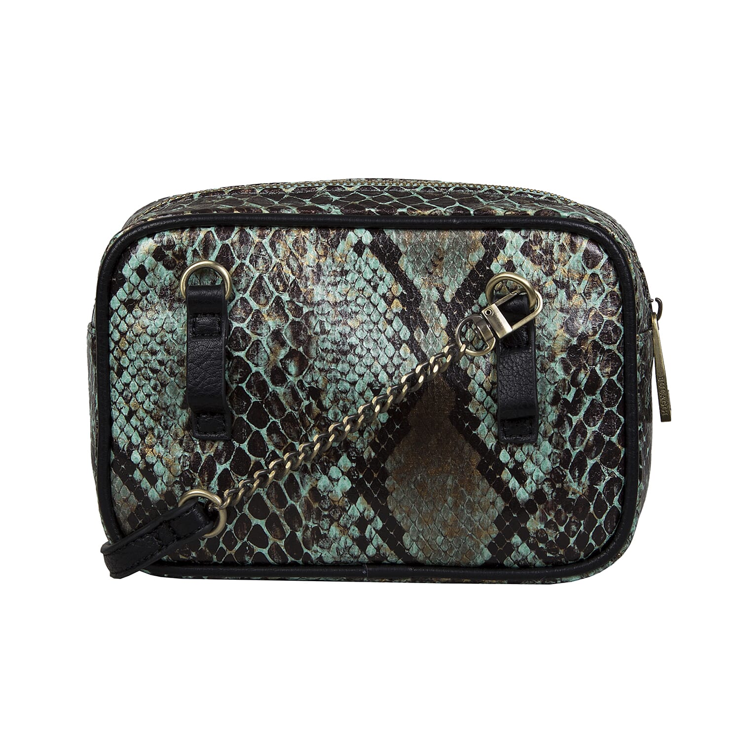 Bulaggi Collection Protea Snake Skin Print Crossbody Bag - Emerald Green