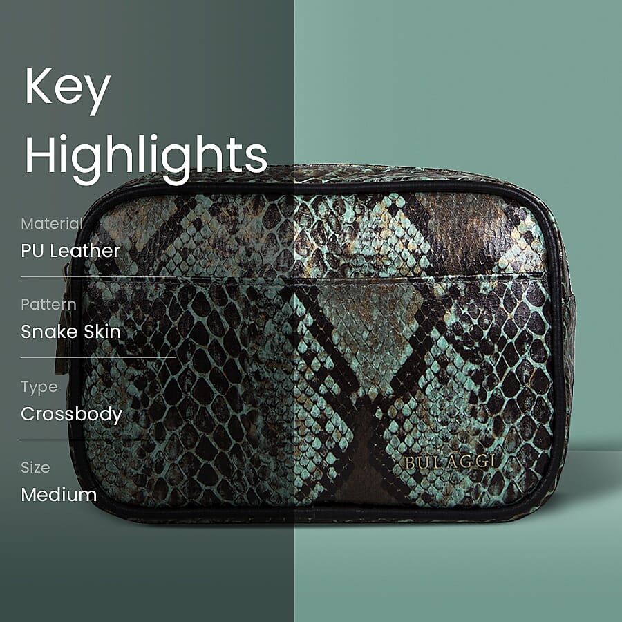 Bulaggi Collection Protea Snake Skin Print Crossbody Bag - Emerald Green