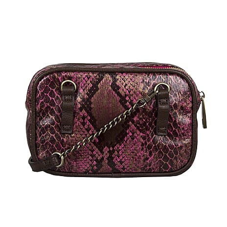Bulaggi Collection Protea Snake Print Crossbody Bag - Fuchsia
