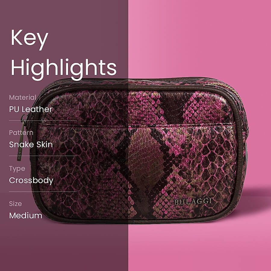 Bulaggi Collection Protea Snake Skin Print Crossbody Bag - Emerald Green