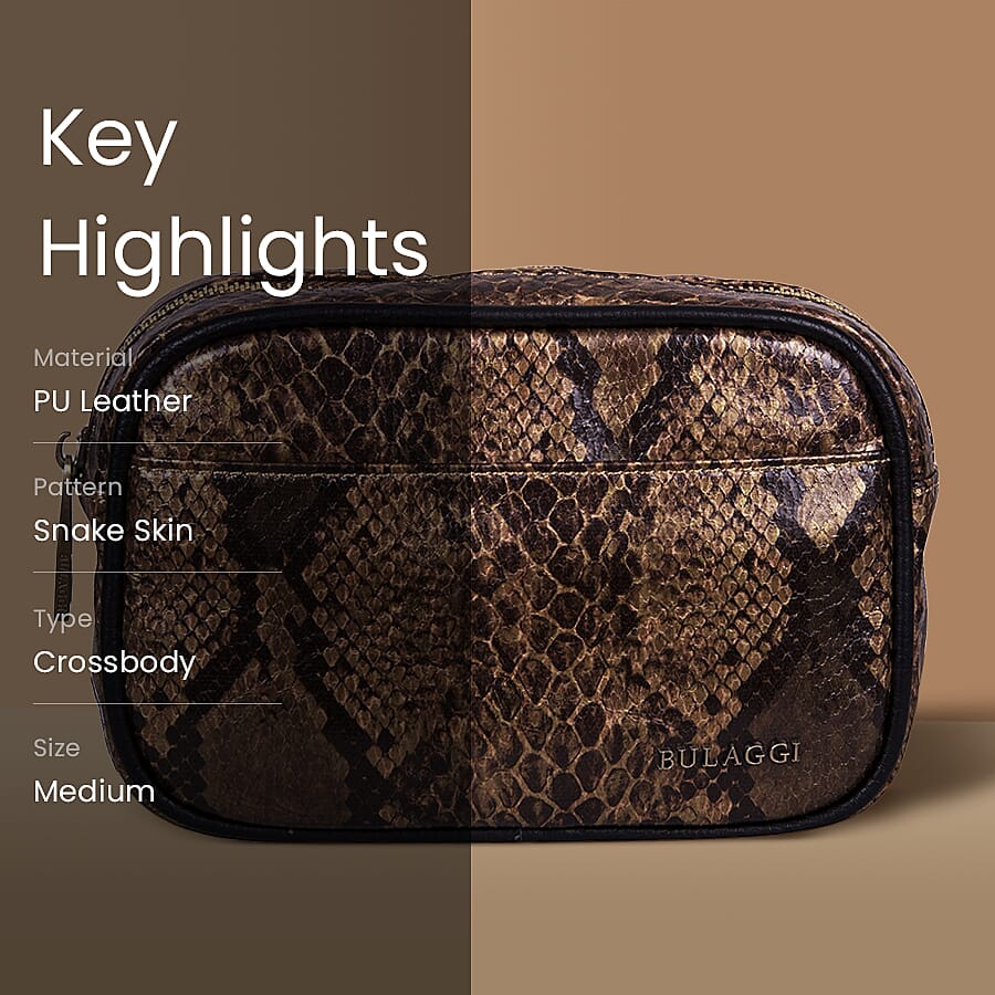 Bulaggi Collection Protea Snake Skin Print Crossbody Bag - Emerald Green