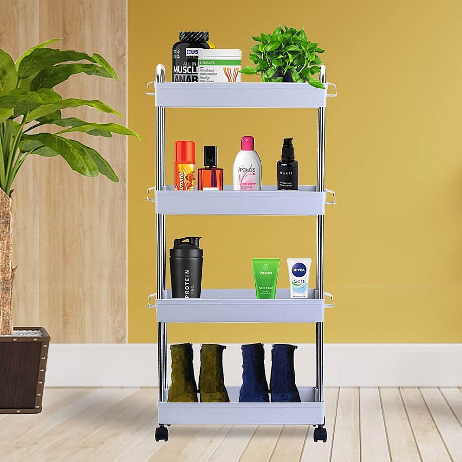 HOMESMART Four Layer Storage Rack with Handles (Size Size 40x12.5x91cm) - Grey