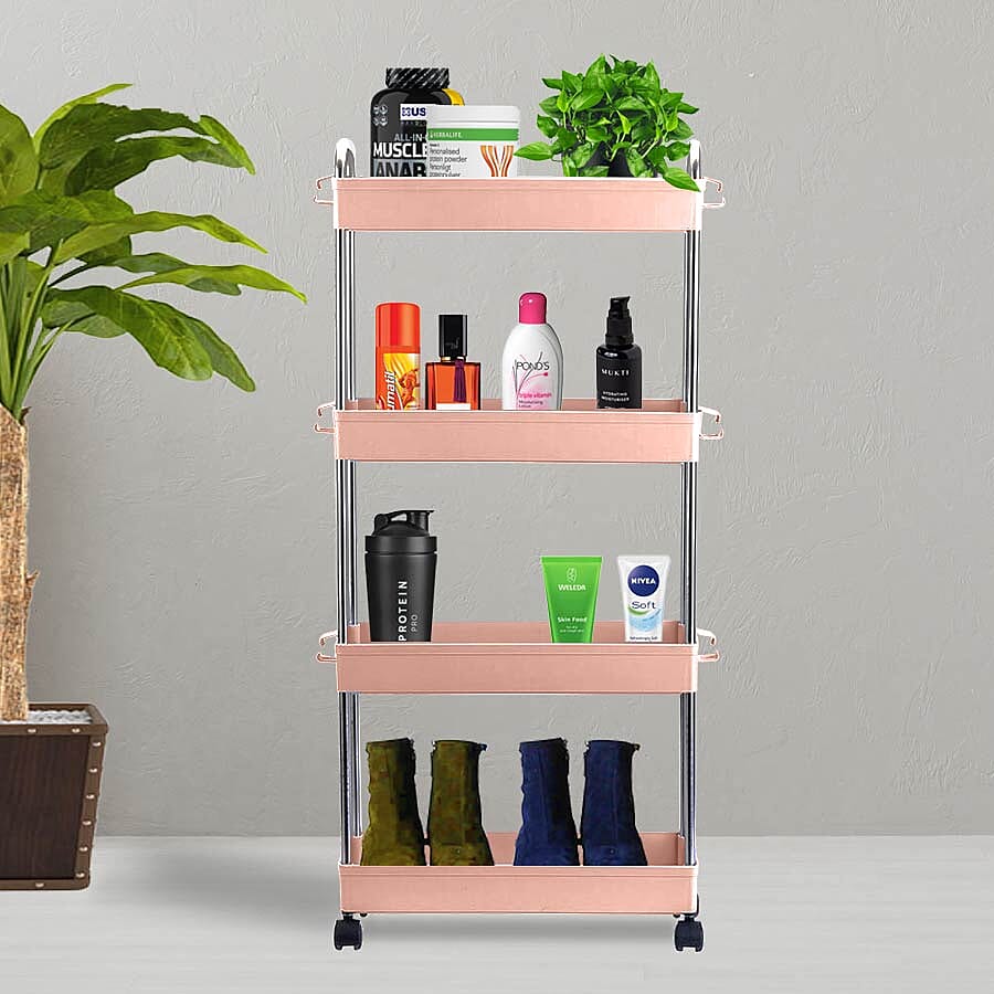 HOMESMART Four Layer Storage Rack with Handles (Size 40x12x91cm) - Pink