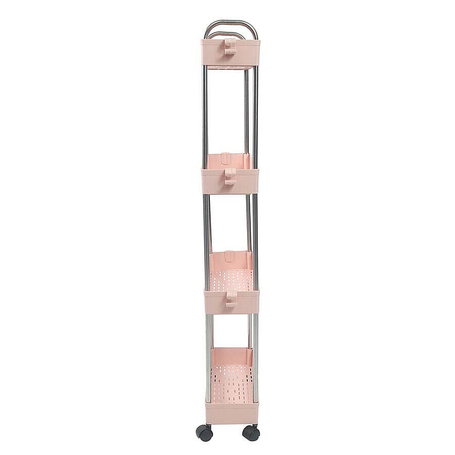 HOMESMART Four Layer Storage Rack with Handles (Size 40x12x91cm) - Pink
