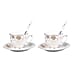 Set of 6 - European Cup Set with Peony Pattern in White and Gold Colour