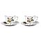 Set of 6 - European Cup Set with Rose Pattern in White and Yellow Colour